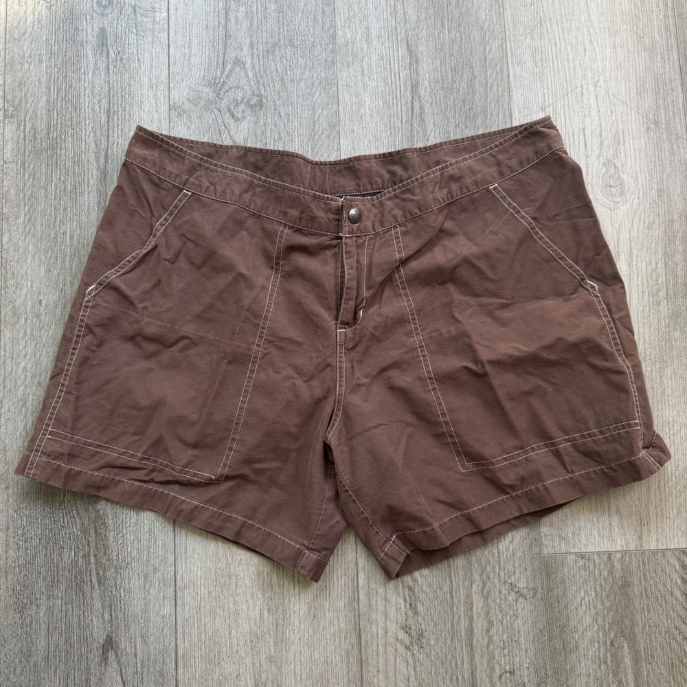 Kuhl Womens XL Brown Hiking Outdoor Shorts Contrast Stitch Cotton Nylon